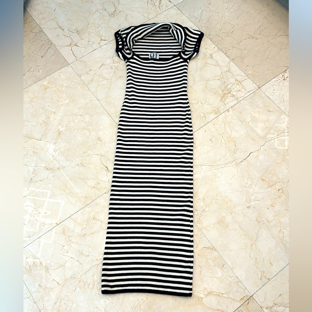 GFF BLUE AND WHITE MIDI DRESS